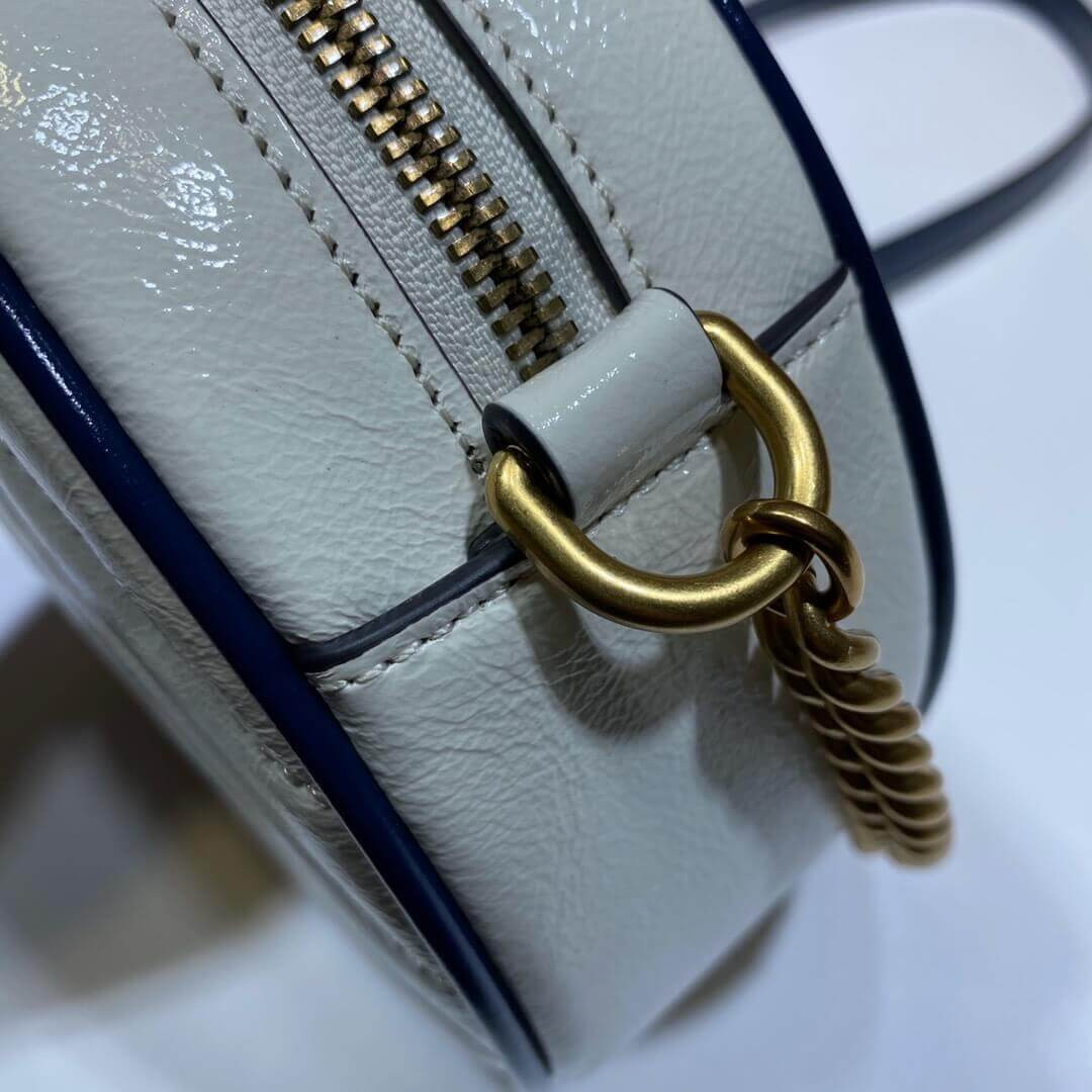 Gucci GG Marmont Mini Round Shoulder Bag 550154 White