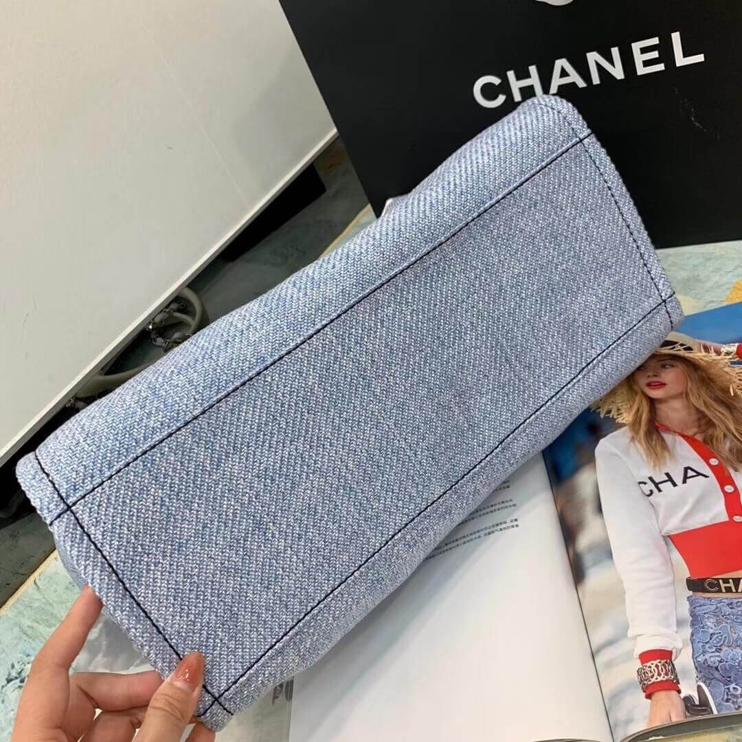 Chanel Deauville Tote 38cm Canvas Bag A66941 Light Blue