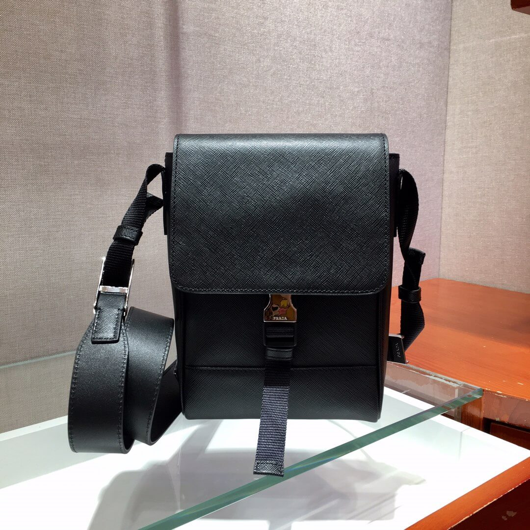 Prada Saffiano Leather Shoulder Bag 2VD019 Black
