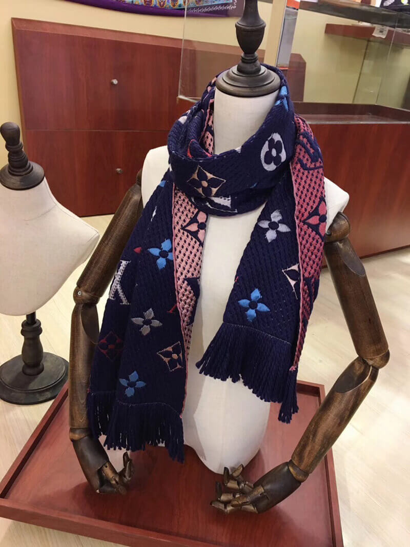 Louis Vuitton Logomania Rainbow Scarf M70899 Navy Blue