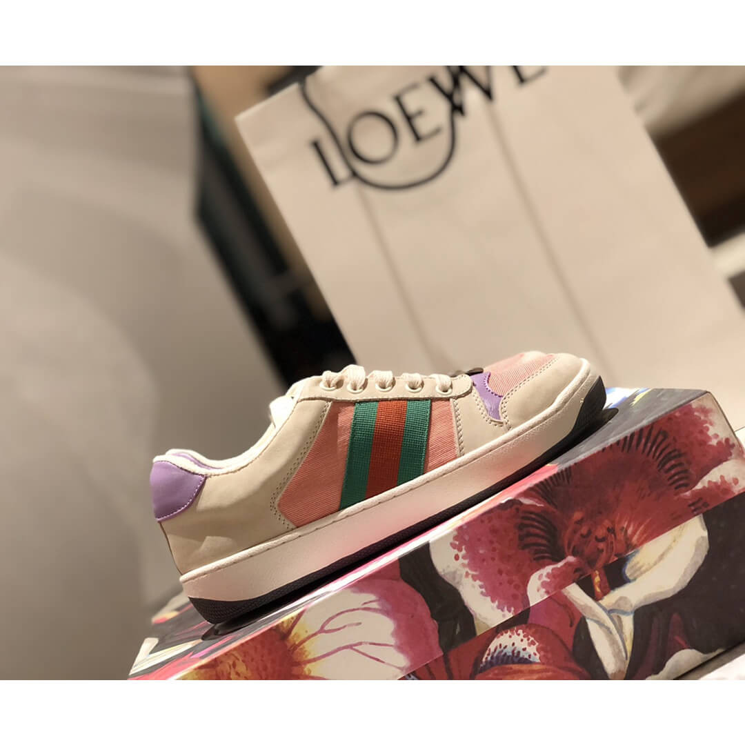 Gucci Screener Leather Sneaker 577684 Pink