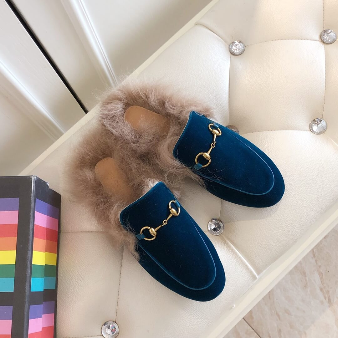 Gucci Princetown Velvet Slipper 397749