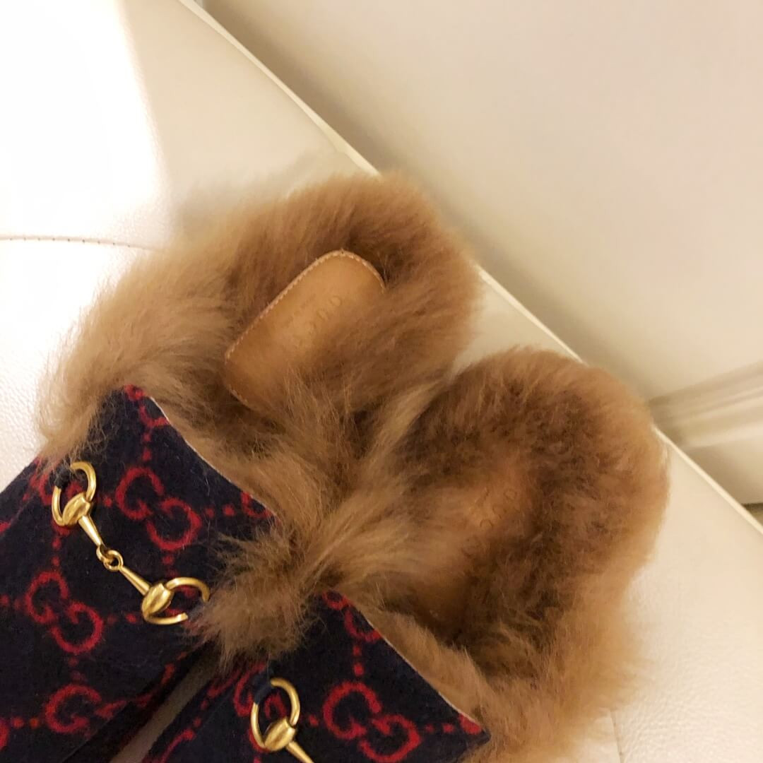 Gucci Princetown GG Velvet Slipper 448657 Black/Red