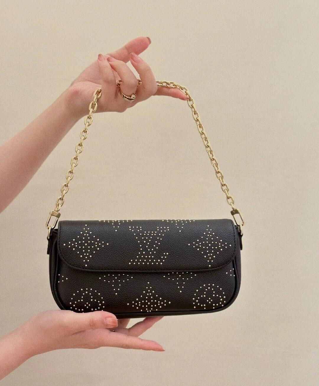Louis Vuitton Wallet on Chain Ivy Bag M82653 Black Monogram Empreinte With Studs