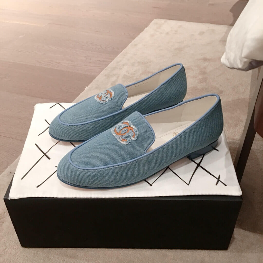 Chanel Denim Logo Loafers G35782