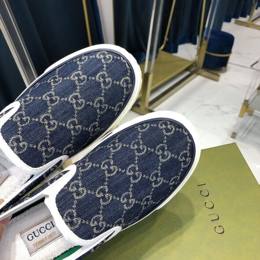 Gucci Tennis 1977 Blue Denim Slip-On Sneaker 643489