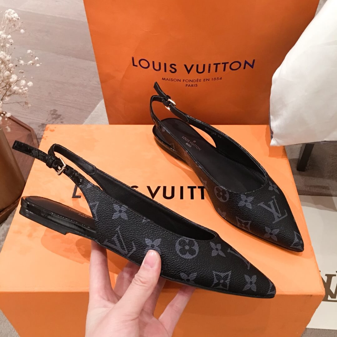Louis Vuitton Monogram Eclipse Cherie Slingback Ballerina 1A68AV