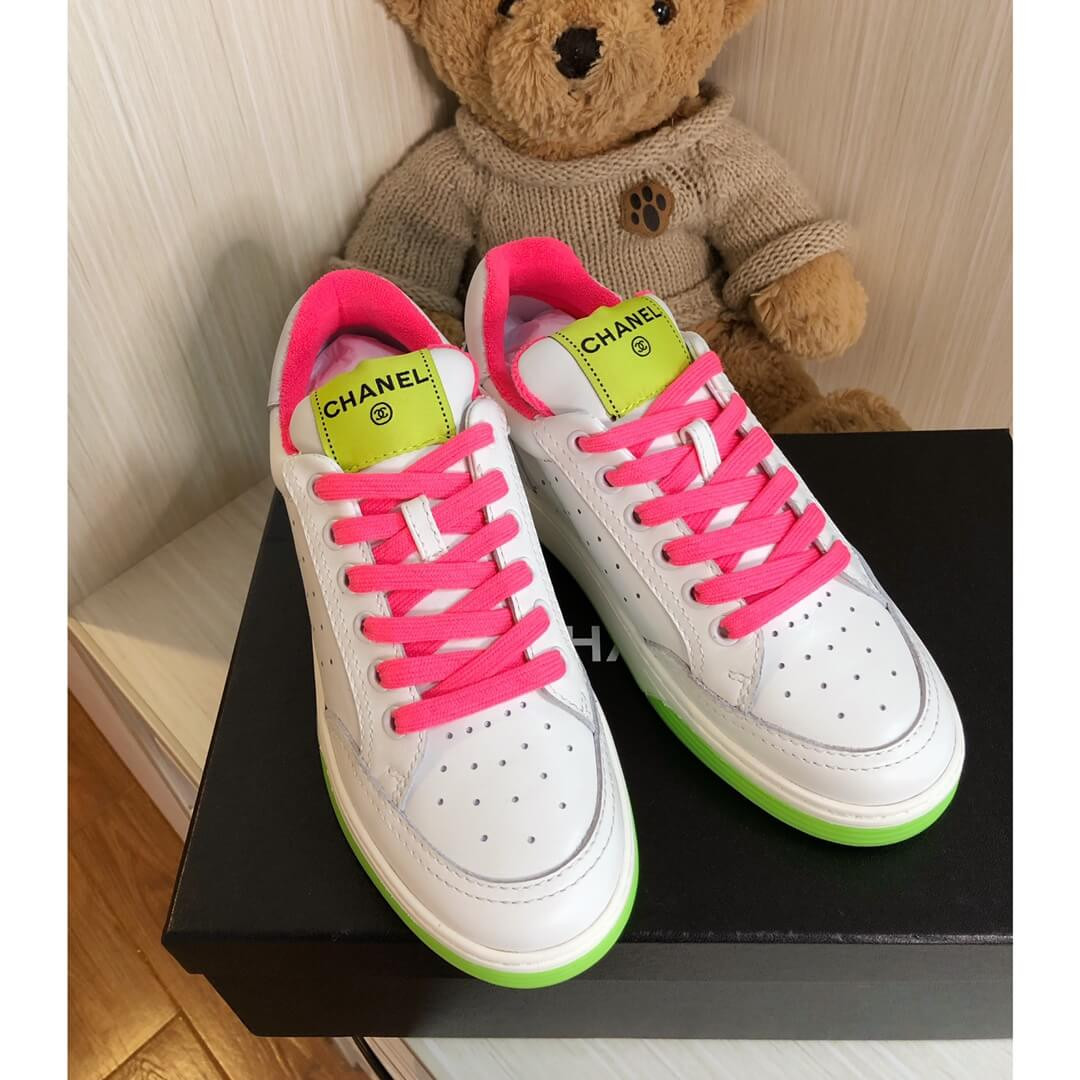 Chanel Rainbow Sneakers G35934 Fuchsia / Green