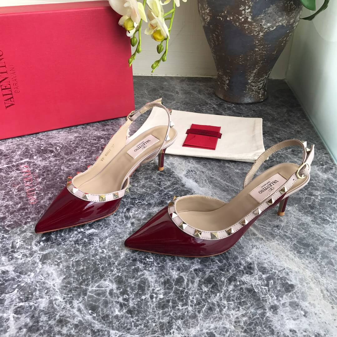 Valentino Garavani Rockstud Patent Leather Slingback Pump 65mm Uw2s0h14