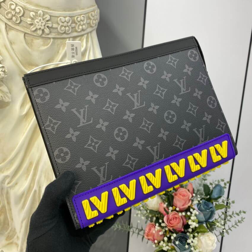 Louis Vuitton Pochette Voyage MM Monogram Eclipse LV Rubber M80792