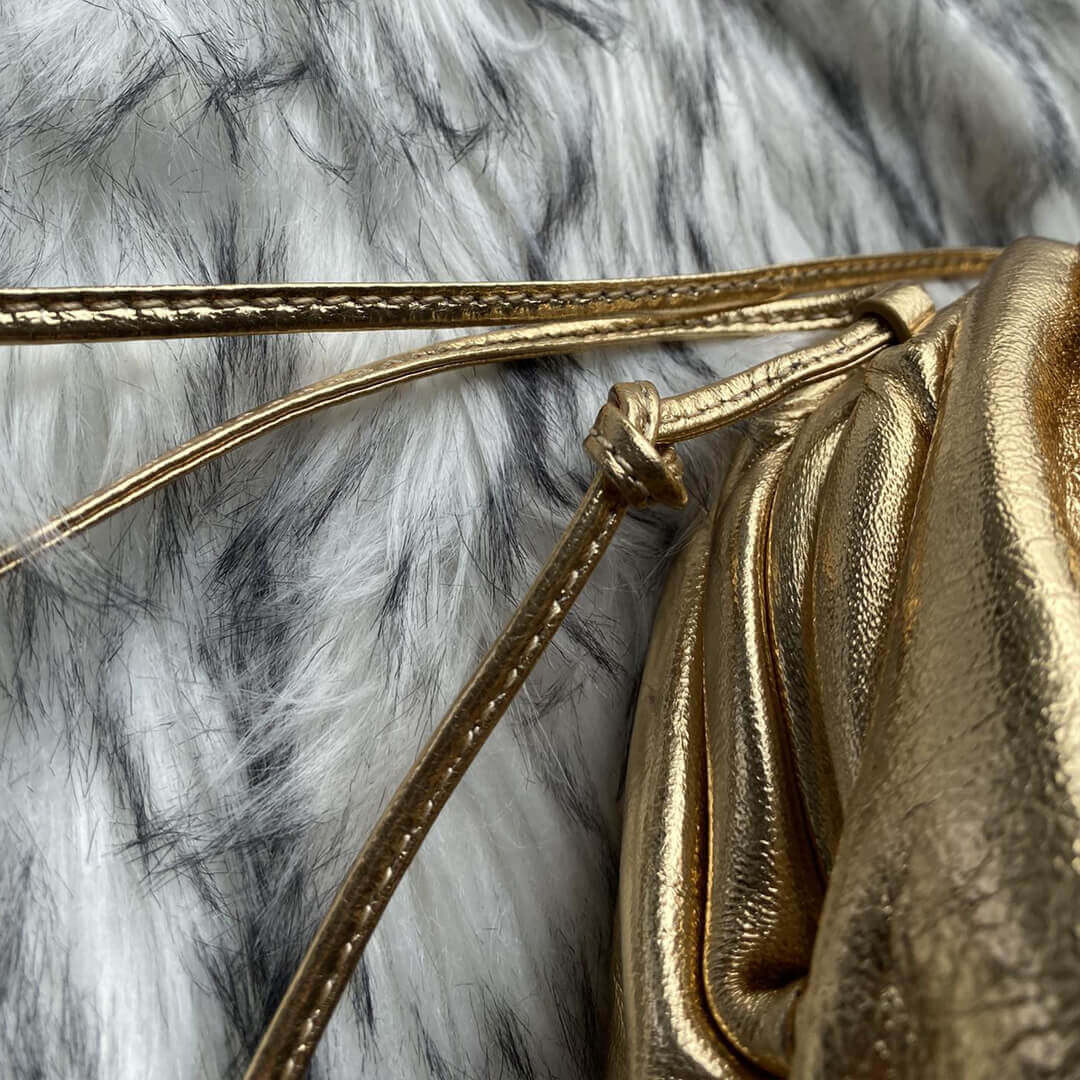 Bottega Veneta The Pouch 20  In Gold Metallic Leather 570927