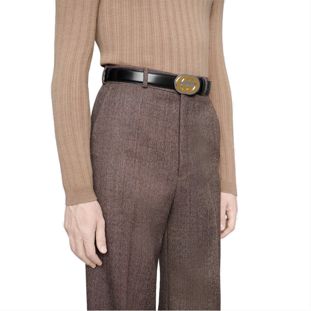 Gucci Leather Belt With Interlocking G Buckle 598092