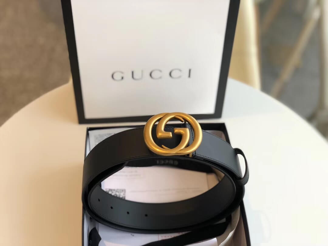 Gucci 40mm Leather Belt With Double G Buckle 400593