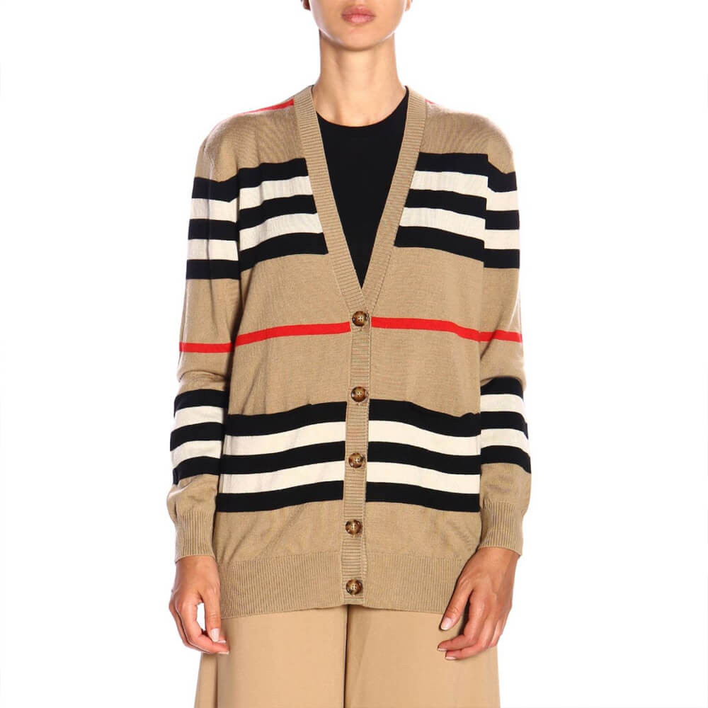 Burberry Icon Stripe Merino Wool Cardigan 80161691
