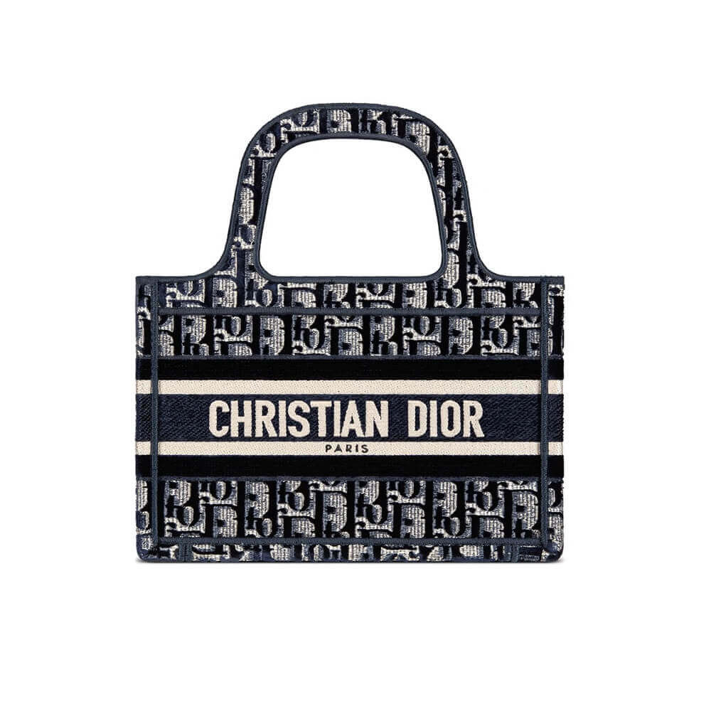 Dior Oblique Embroidered Velvet Mini Book Tote S5475Z
