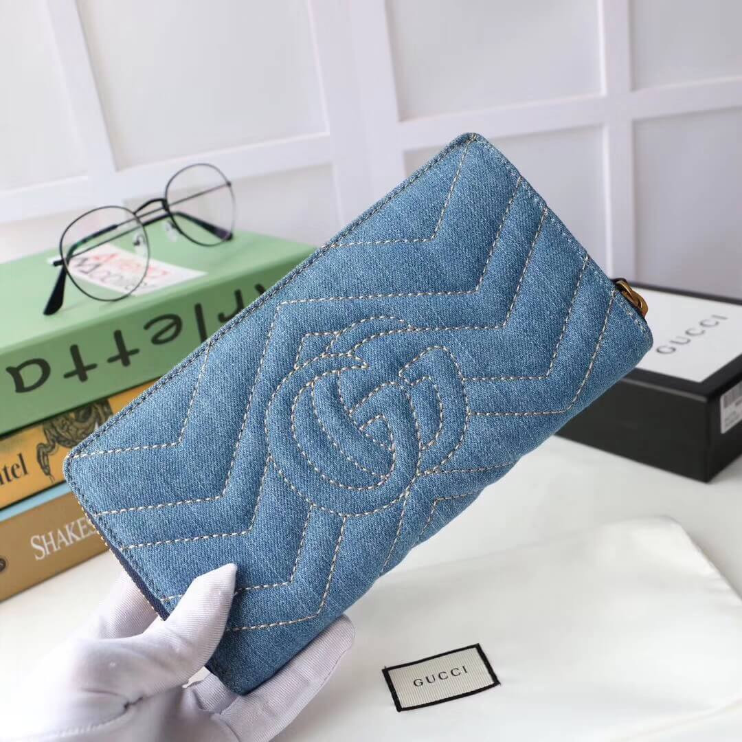 Gucci Denim Zip Around Wallet 443123