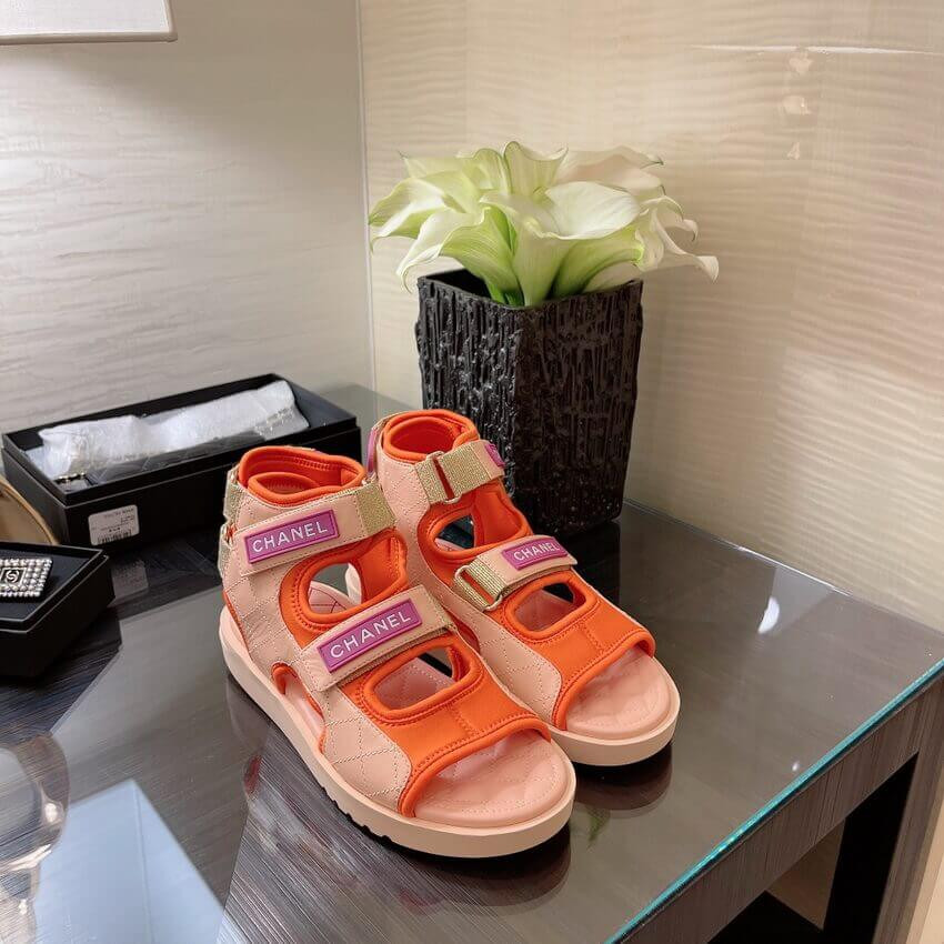 Chanel Goatskin with Fabric Sandals G37231