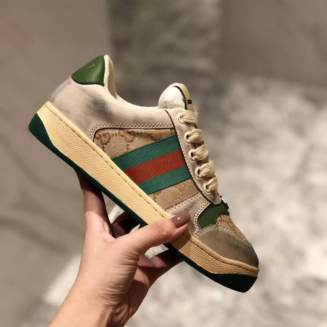 Gucci Screener Dirt Leather Sneaker 570443 Green