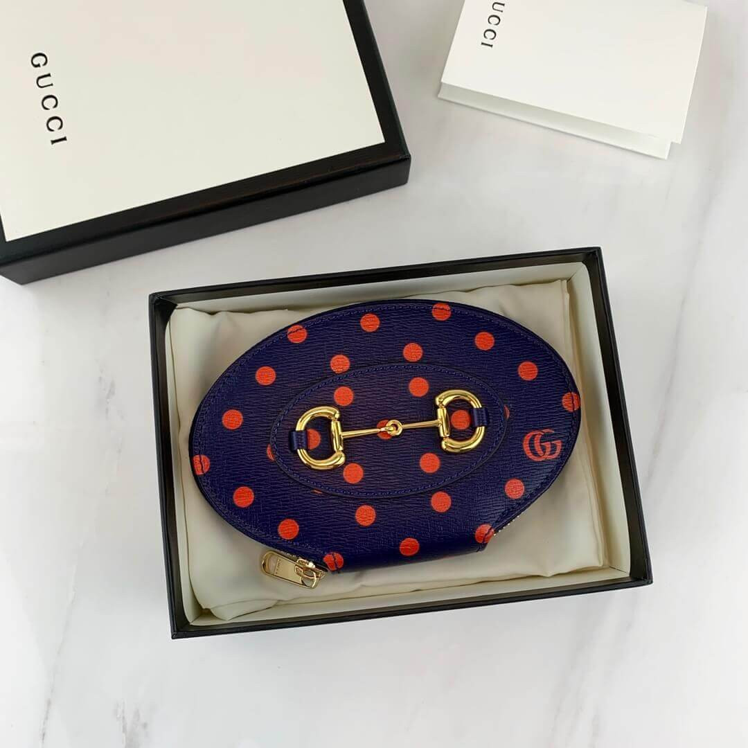 Gucci Navy And Red Polka Dot Coin Case 622040