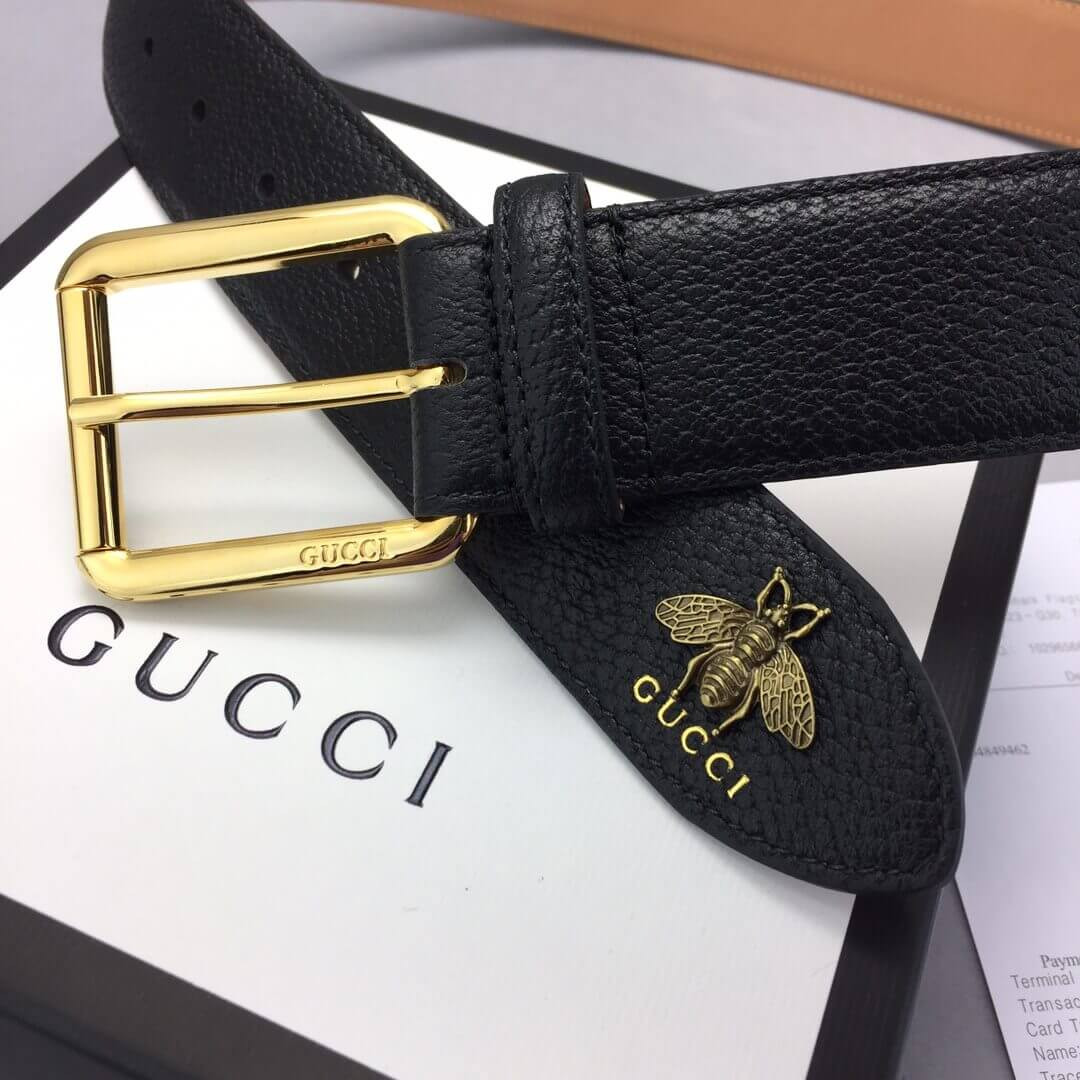 Gucci Leather Belt With Bee 40mm 523307