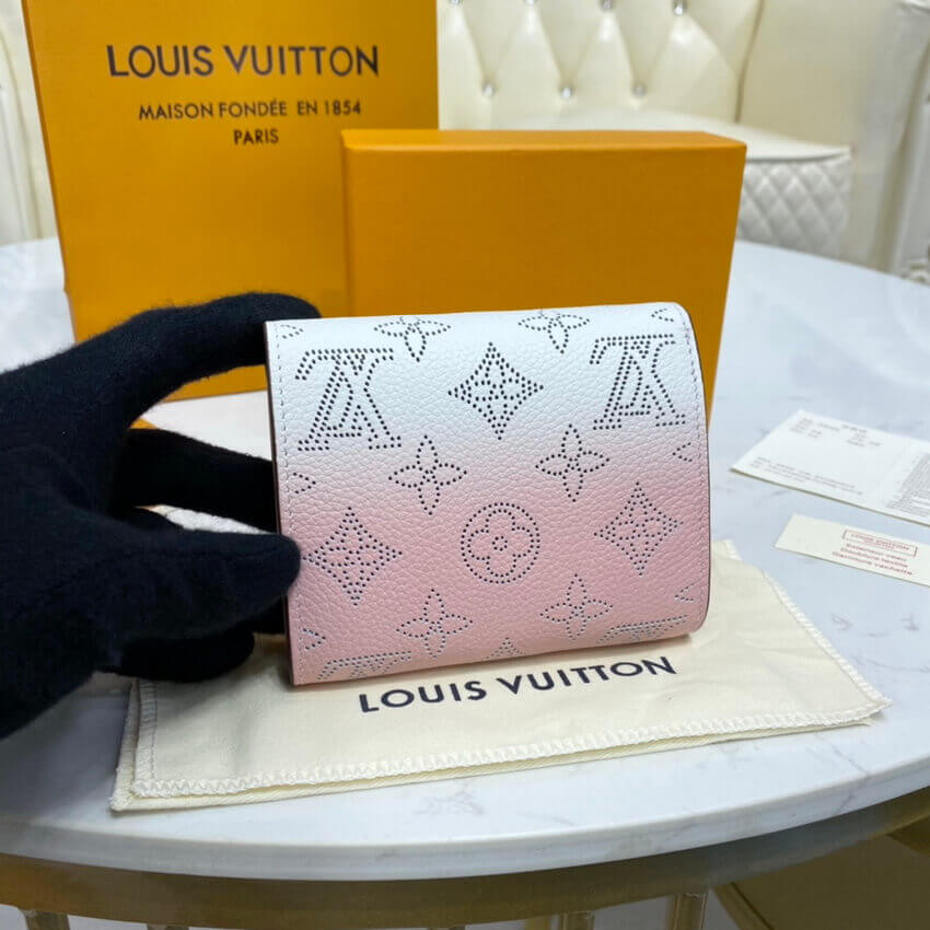 Louis Vuitton Iris Compact Wallet in Pink Gradient Mahina Perforated Leather M62542
