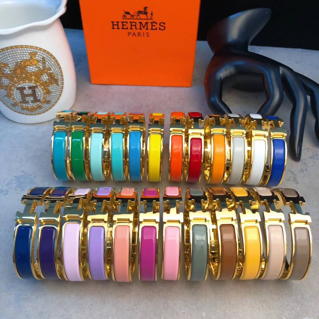 Hermes Narrow Clic H Bracelet In Yellow