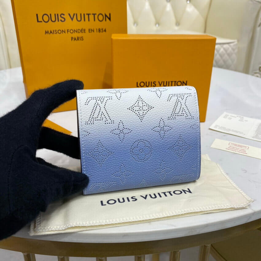 Louis Vuitton Iris Compact Wallet in Blue Gradient Mahina Perforated Leather M69540
