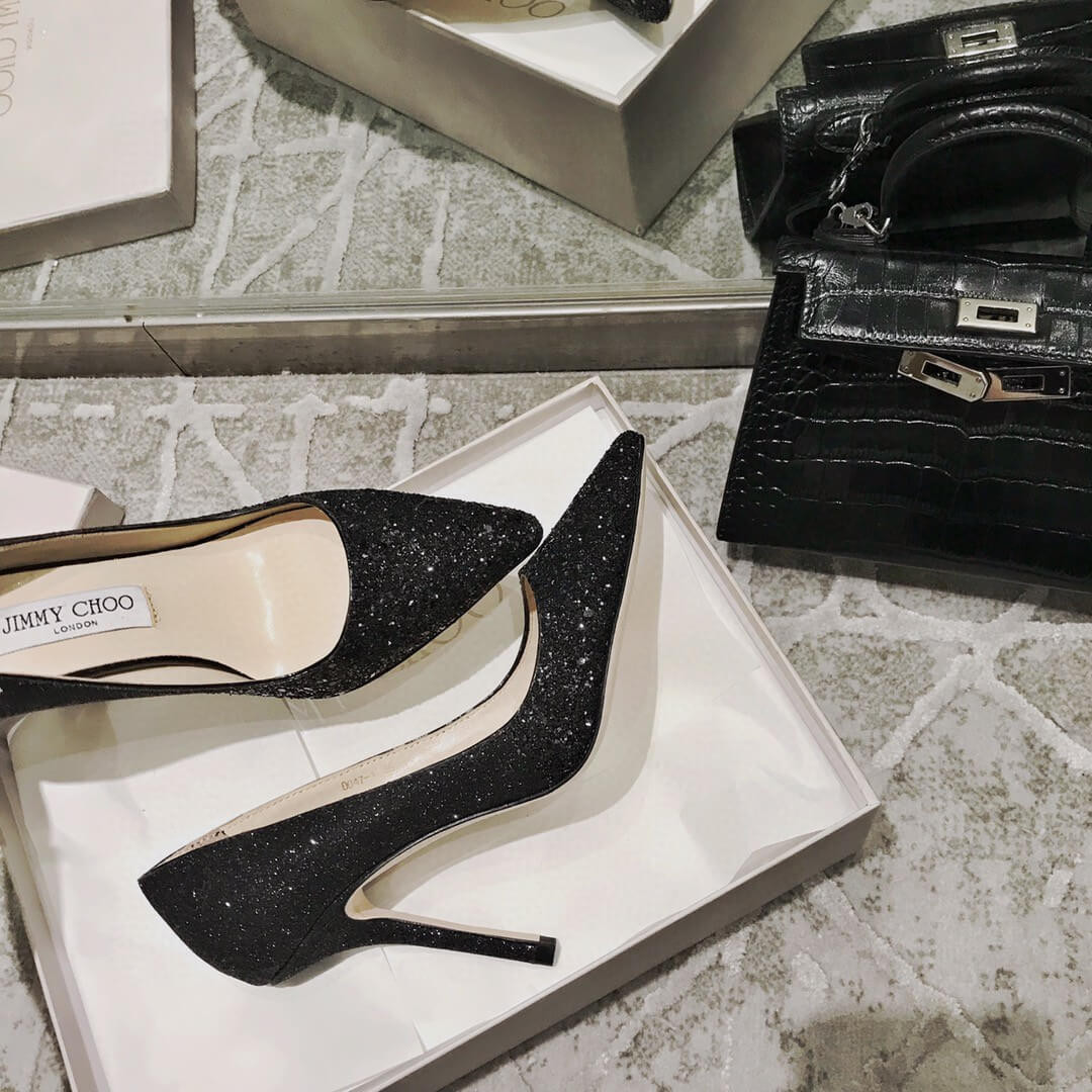 Jimmy Choo 95mm Rainbow Glitter Fabric Pump