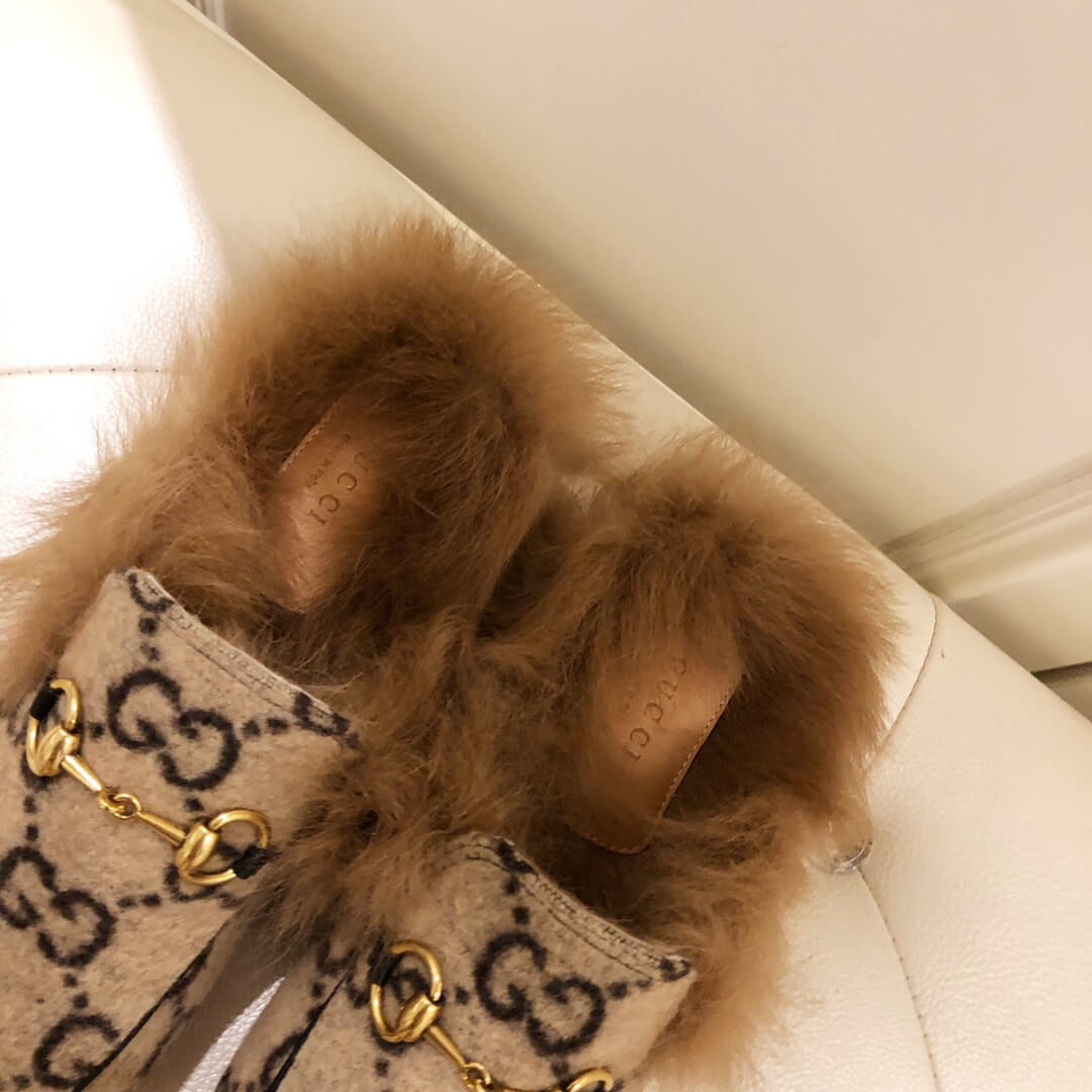 Gucci Princetown GG Velvet Slipper 448657 Beige/Black