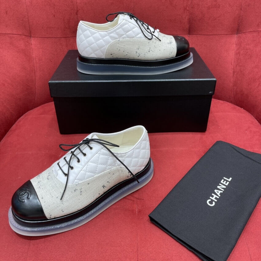 Chanel Calfskin Lace-Ups G37238 White