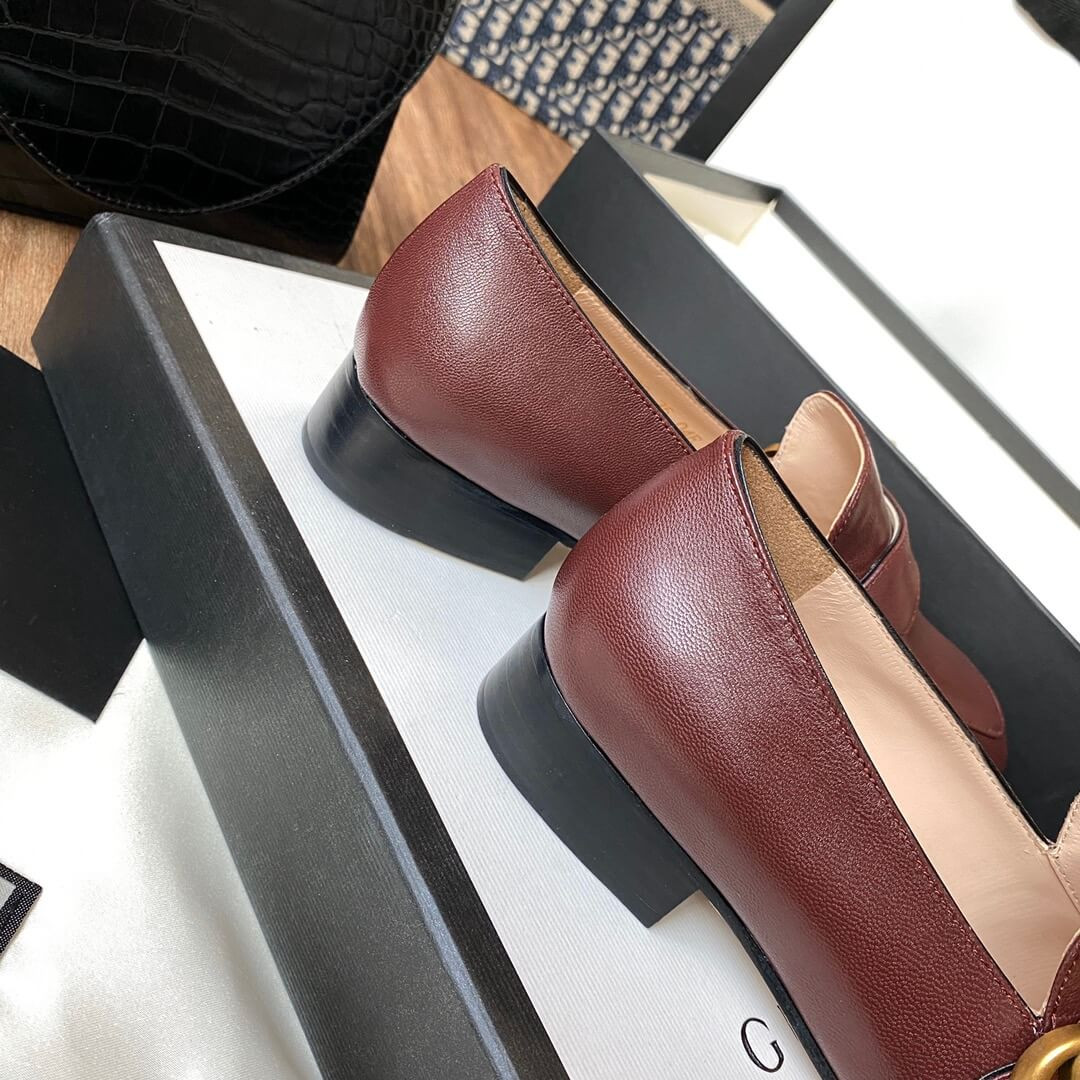Gucci Leather Loafer with Double G 602496 Burgundy
