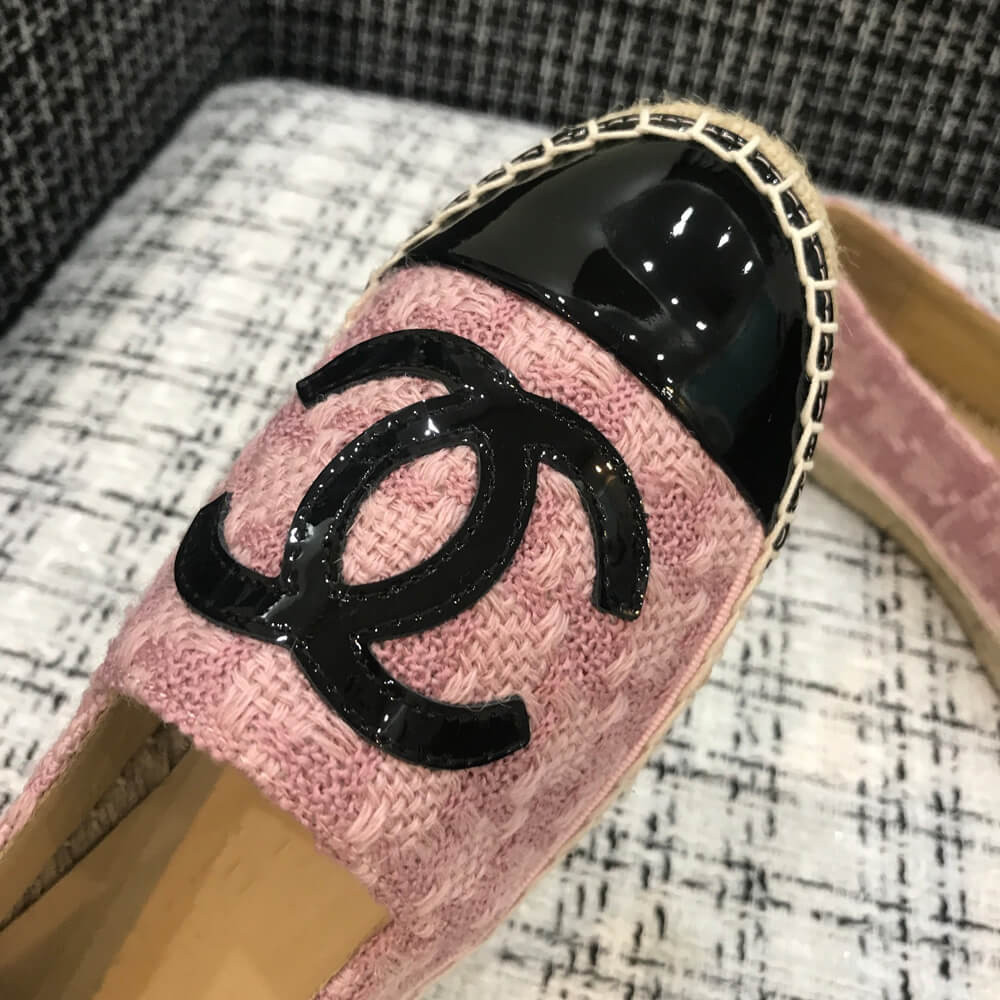 Chanel Tweed & Patent Calfskin Espadrilles G29762 Pink/Black