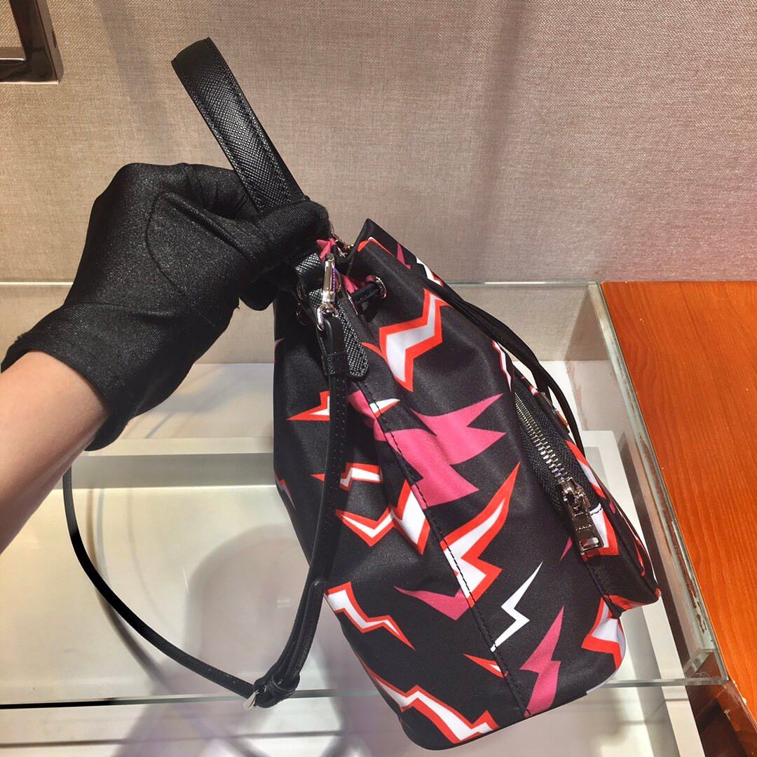 Prada Lightning Print Nylon Shoulder Bag 1BH038