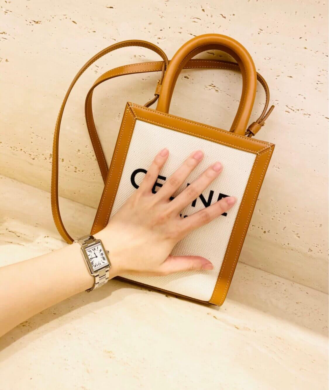 Celine Mini Vertical Cabas  In Canvas and Calfskin 193302