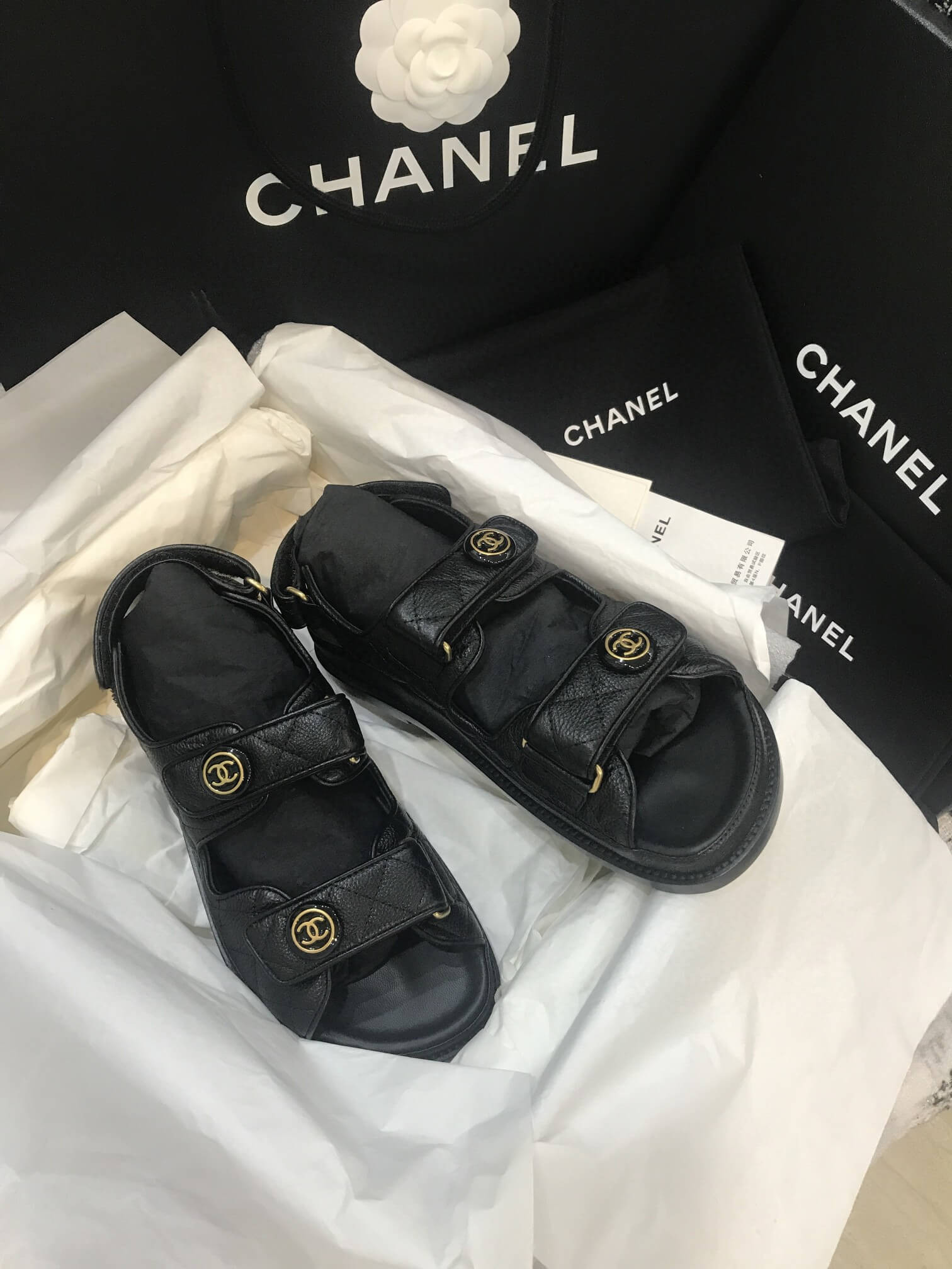 Chanel CC Quilted Velcro Sandals G31848