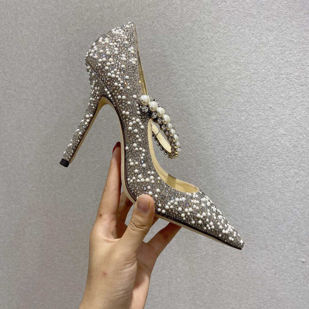 Jimmy Choo Baily 10cm Ballet Pink Suede Mary Jane Pearl Pumps 81115