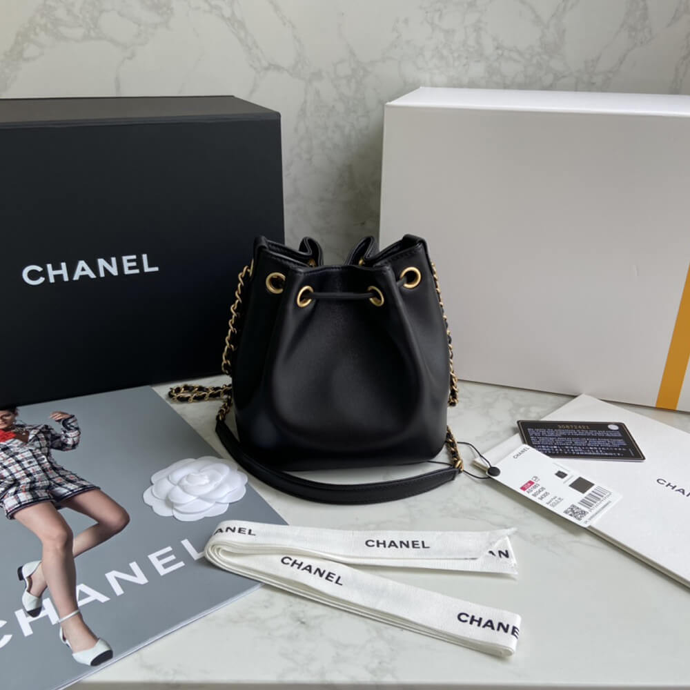 Chanel Studded CC Detail Drawstring Bucket Bag AS1883
