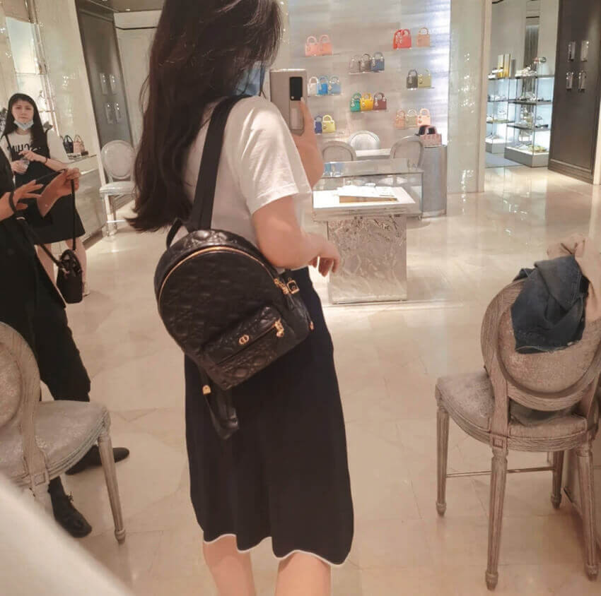 Christian Dior Black Cannage Lambskin Small Backpack M9221