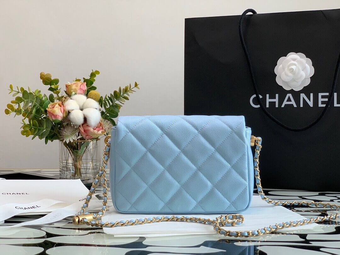 Chanel Caviar Calfskin Pearl Crush Gold Ball Mini Flap Bag 99097