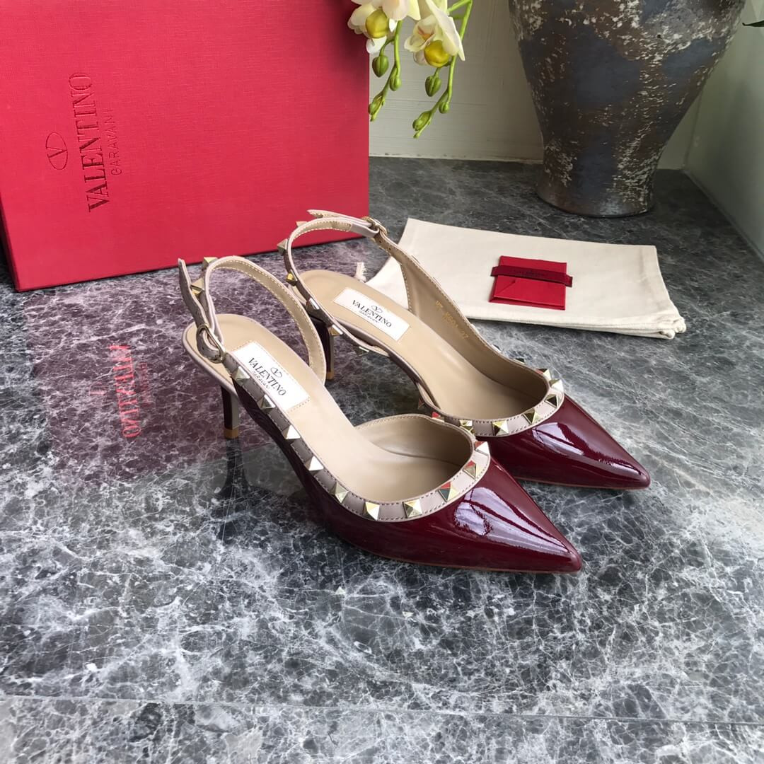 Valentino Garavani Rockstud Patent Leather Slingback Pump 65mm Uw2s0h14
