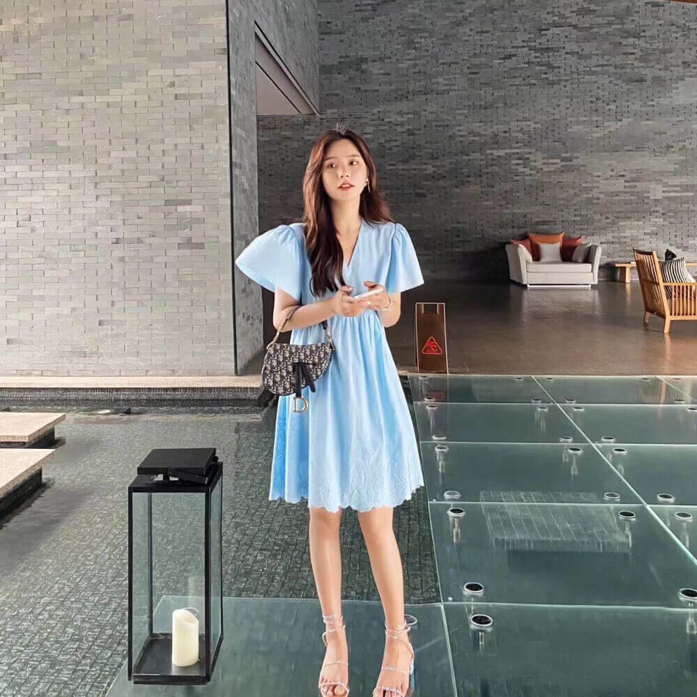 Dior Mini Saddle Bag Blue Oblique Jacquard M0447