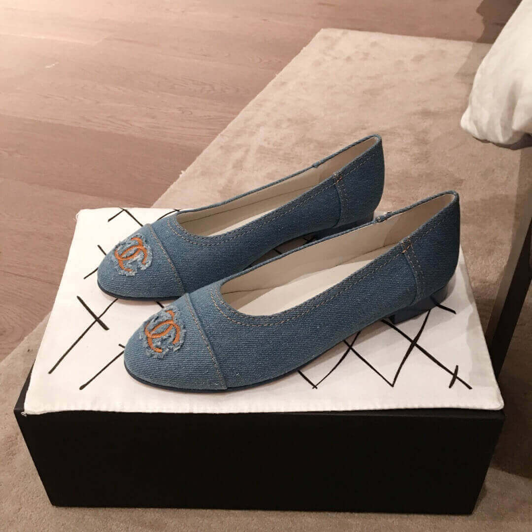 Chanel Denim Logo Ballerinas G35780