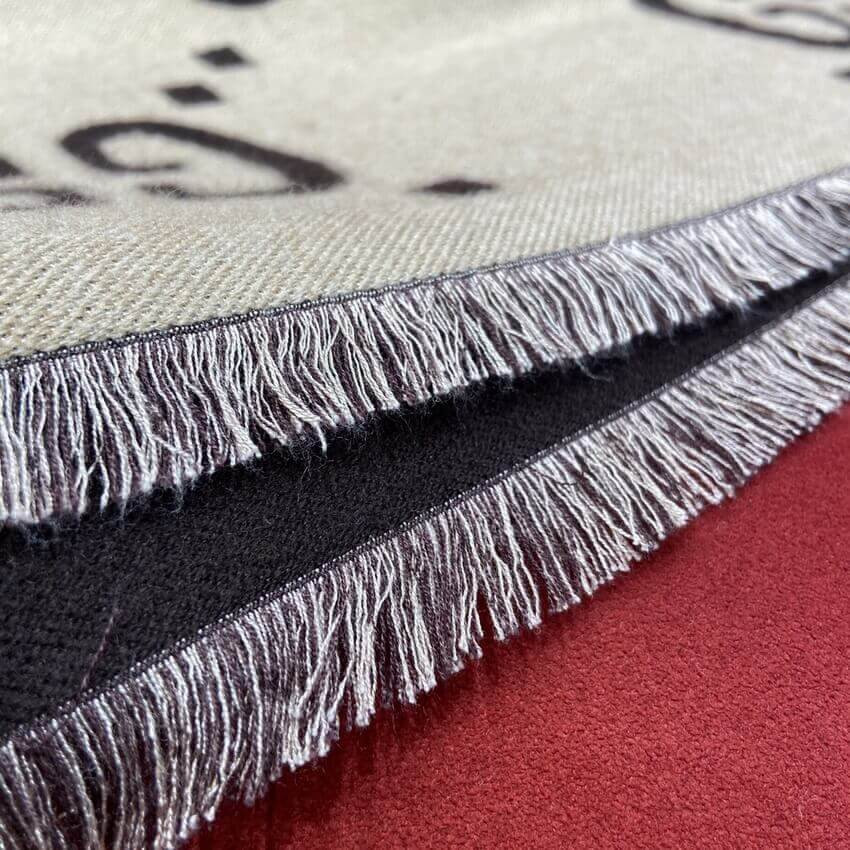 Gucci GG Jacquard Wool Silk Scarf 495592a