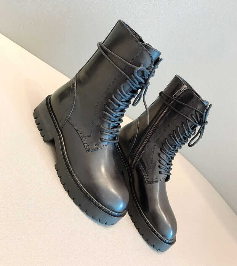 Ann Demeulemeester Calfskin Lace-Up Ankle Boots A145