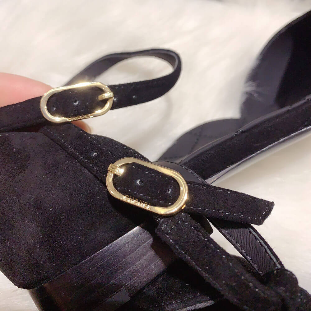 Chanel Suede Calfskin & Grosgrain Mary Janes G36048