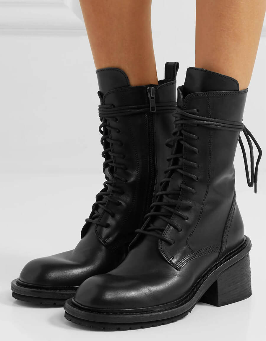 Ann Demeulemeester Calfskin Lace-Up Ankle Boots A146