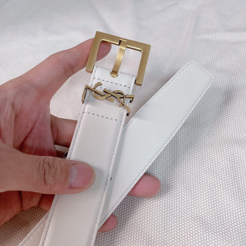 Saint Laurent Monogram Lacquer Leather 3.0cm Belt