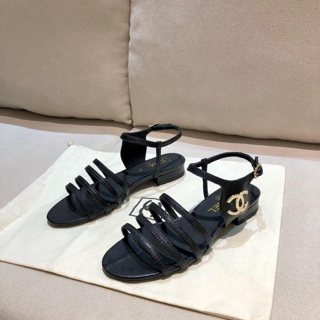 Chanel Lambskin CC Logo Sandals G36958