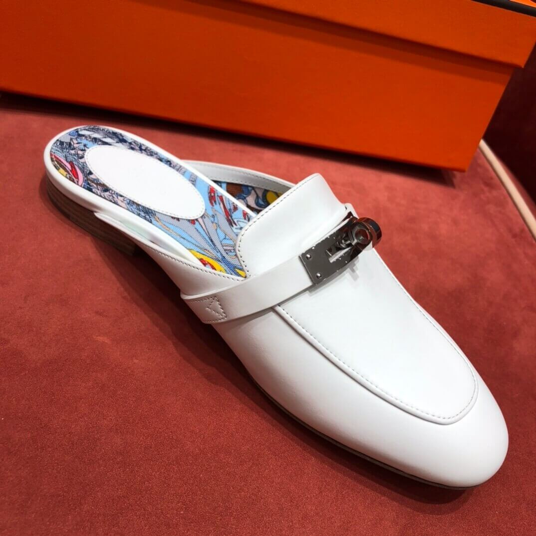Hermes Oz Mule Palladium Kelly Buckle H191086