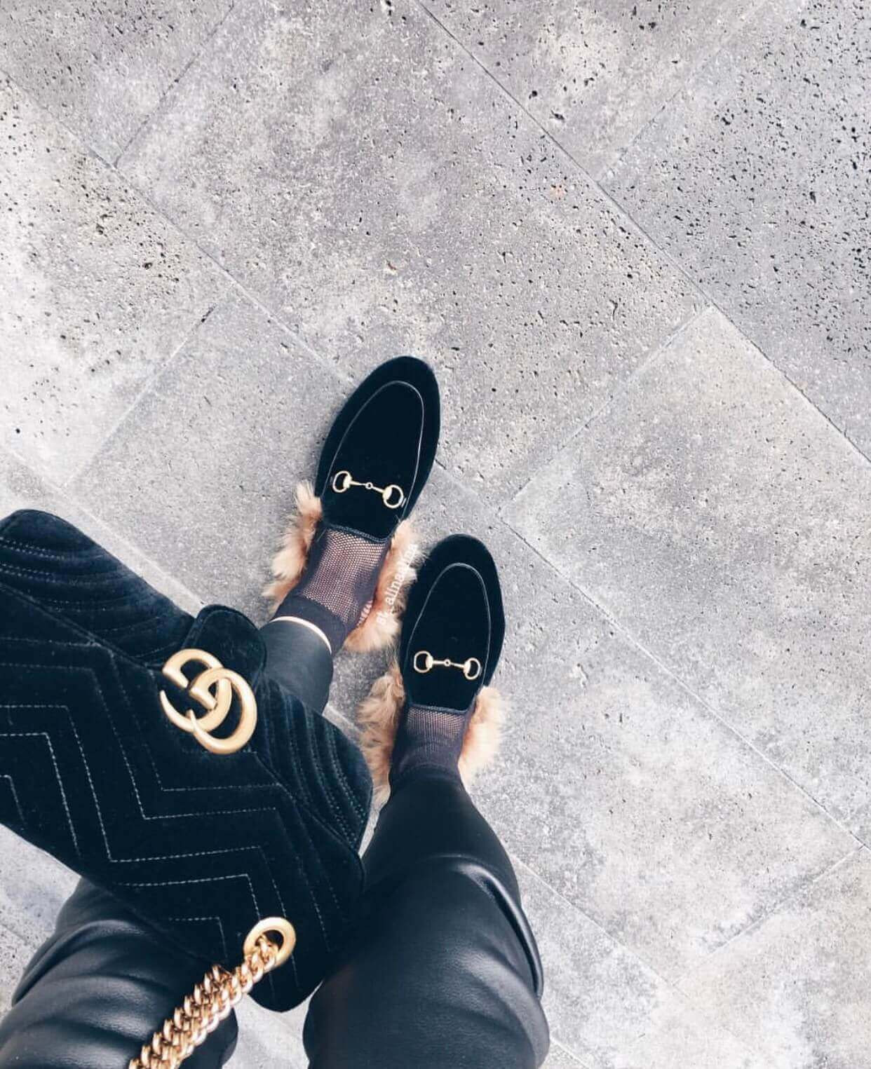 Gucci Princetown Velvet Slipper 397749